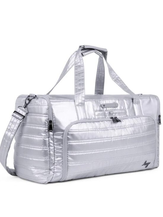 lug Handbags - Lug Trolley Duffel Bag Metallic Silver Spacious Travel Bag